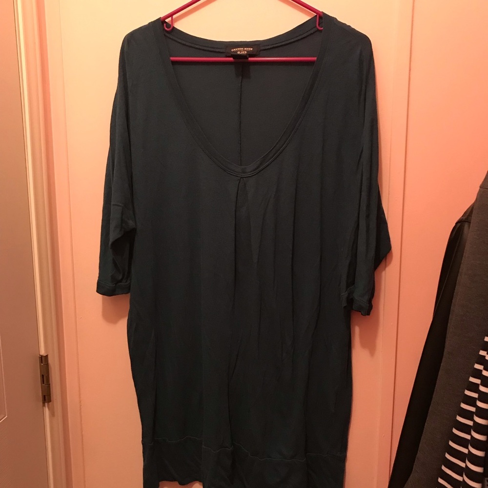 Sea Green Canyon River Blues Drapey Blouse